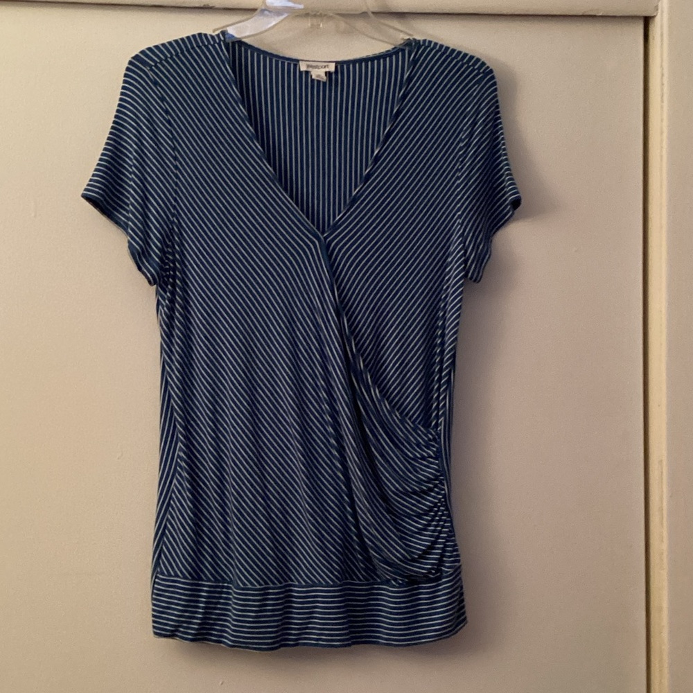 Westport Navy and White Striped Short Sleeve Top